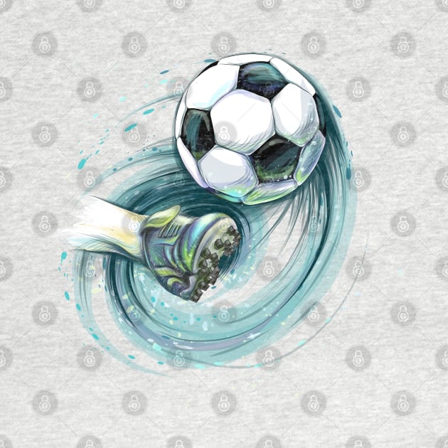 kick soccer ball leg hand drawn by Mako Design 